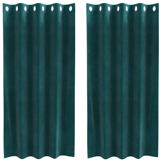 Cortinas com cortinas 2 pcs Verde Escuro 140 x 175 cm Veludo