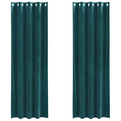 Cortinas opacas 2 pcs Verde Escuro 140 x 225 cm Veludo