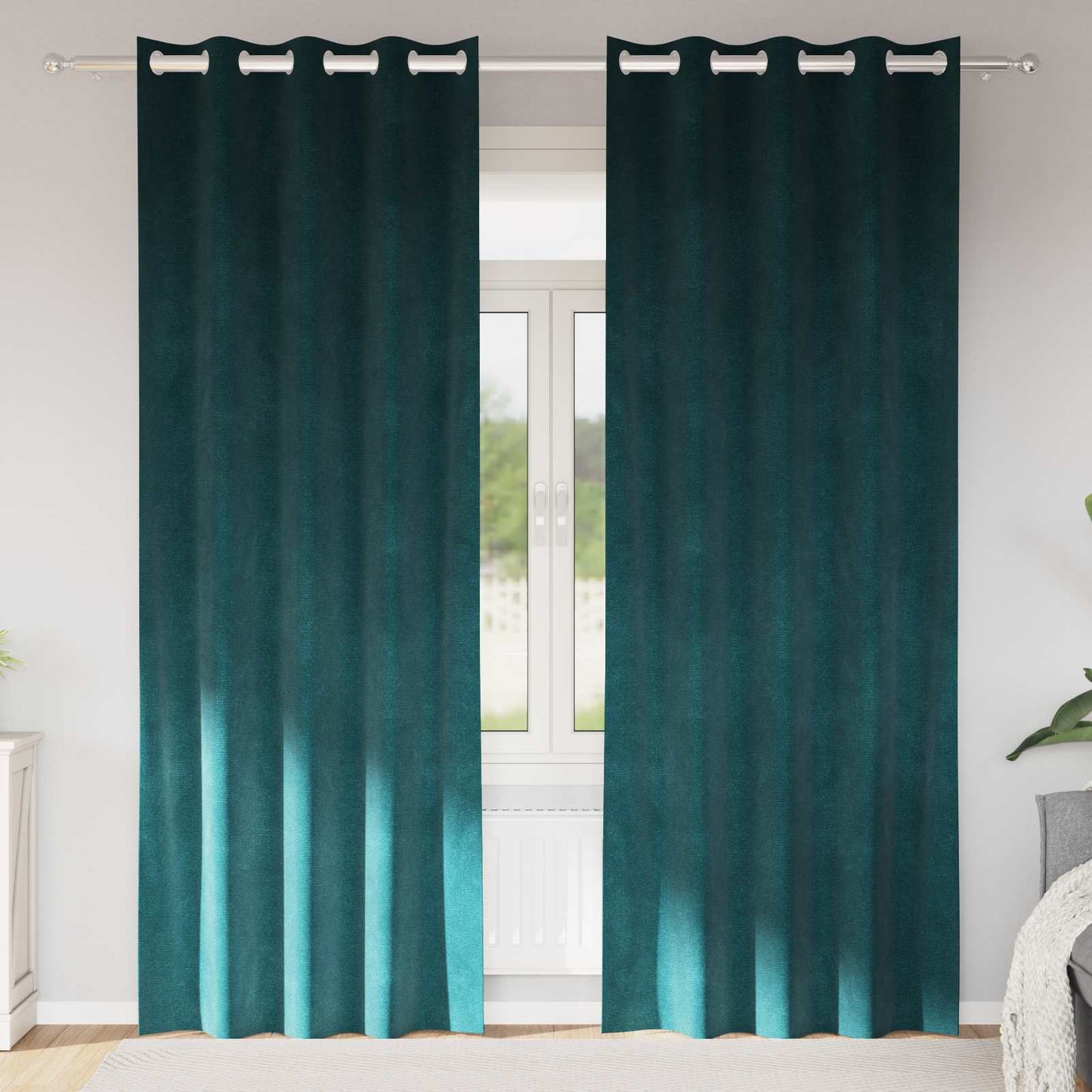 Cortinas opacas 2 pcs Verde Escuro 140 x 245 cm Veludo