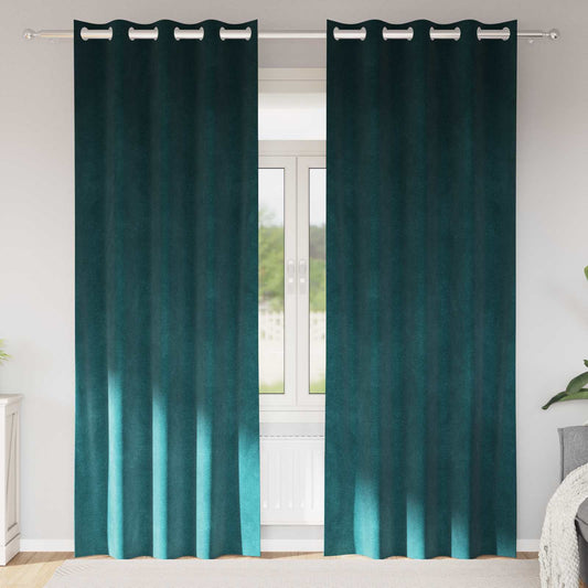 Cortinas opacas 2 pcs Verde Escuro 140 x 245 cm Veludo