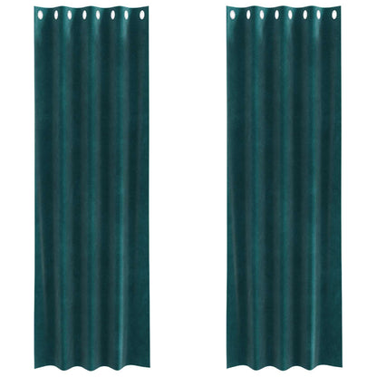 Cortinas opacas 2 pcs Verde Escuro 140 x 245 cm Veludo