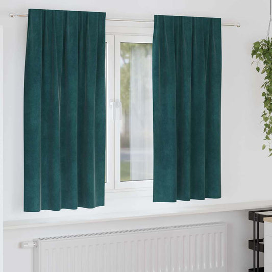 Cortinas com cortinas 2 pcs Verde Escuro 140 x 175 cm Veludo