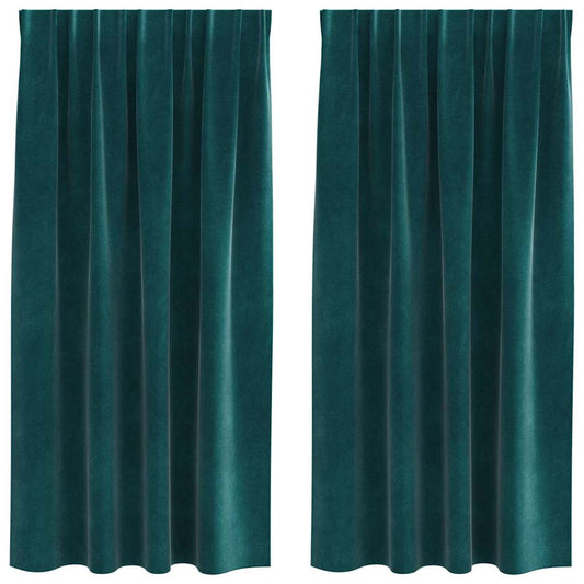 Cortinas com cortinas 2 pcs Verde Escuro 140 x 175 cm Veludo