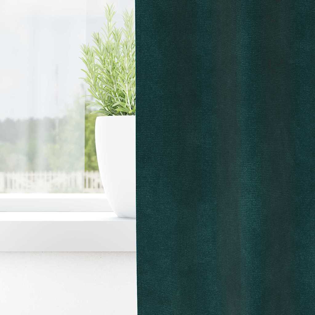 Cortinas opacas 2 pcs Verde Escuro 140 x 245 cm Veludo
