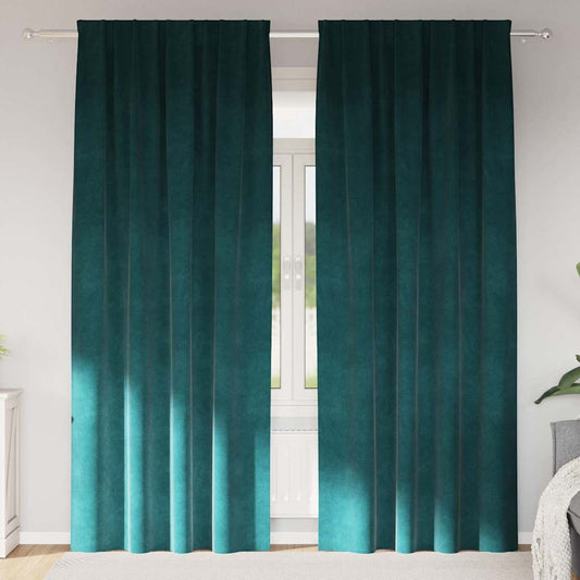 Cortinas com cortinas 2 pcs Verde-escuro 140 x 260 cm Veludo