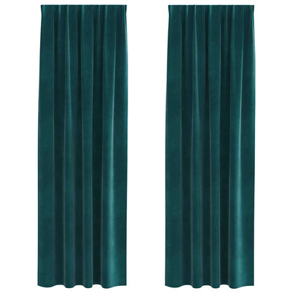 Cortinas com cortinas 2 pcs Verde-escuro 140 x 260 cm Veludo