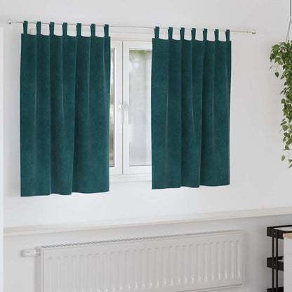 Cortinas com cortinas 2 pcs Verde Escuro 140 x 140 cm Veludo