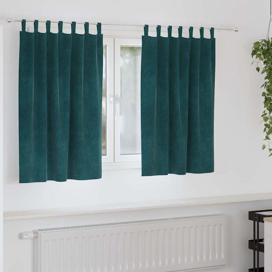 Cortinas com cortinas 2 pcs Verde Escuro 140 x 140 cm Veludo