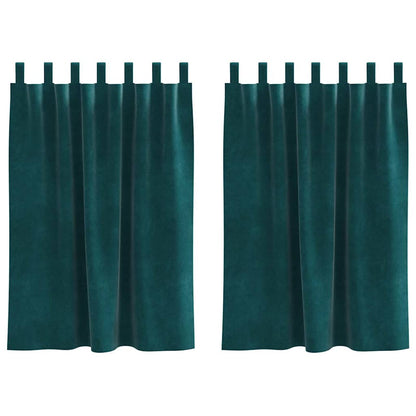 Cortinas com cortinas 2 pcs Verde Escuro 140 x 140 cm Veludo