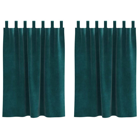 Cortinas com cortinas 2 pcs Verde Escuro 140 x 140 cm Veludo