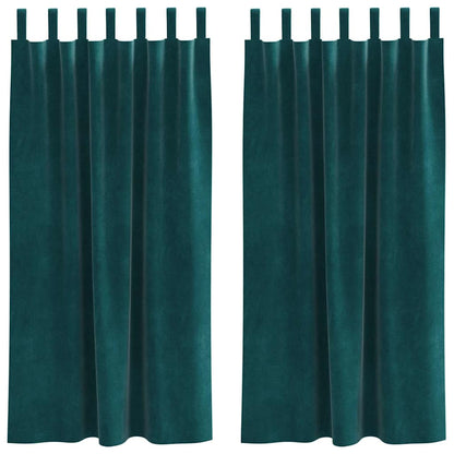 Cortinas com cortinas 2 pcs Verde-escuro 140 x 175 cm Veludo