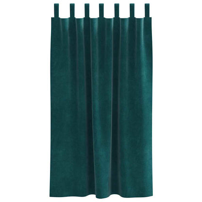 Cortinas com cortinas 2 pcs Verde-escuro 140 x 175 cm Veludo