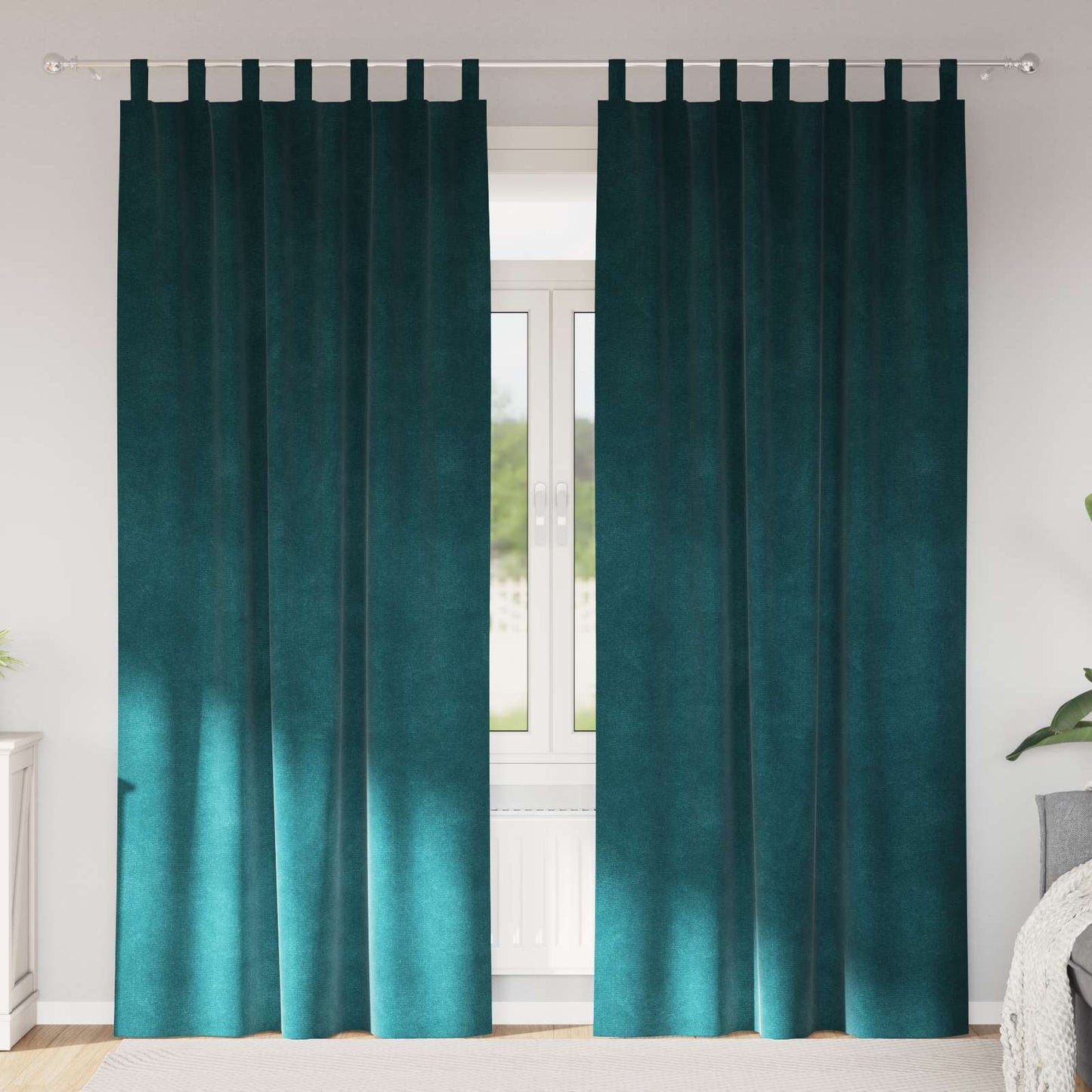Cortinas opacas 2 pcs Verde Escuro 140 x 245 cm Veludo