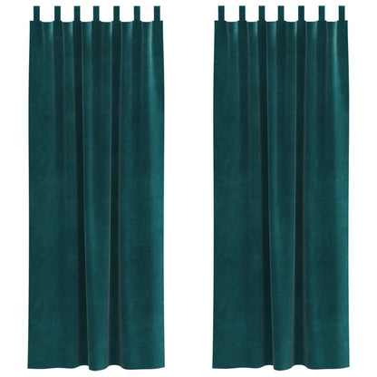 Cortinas opacas 2 pcs Verde Escuro 140 x 245 cm Veludo