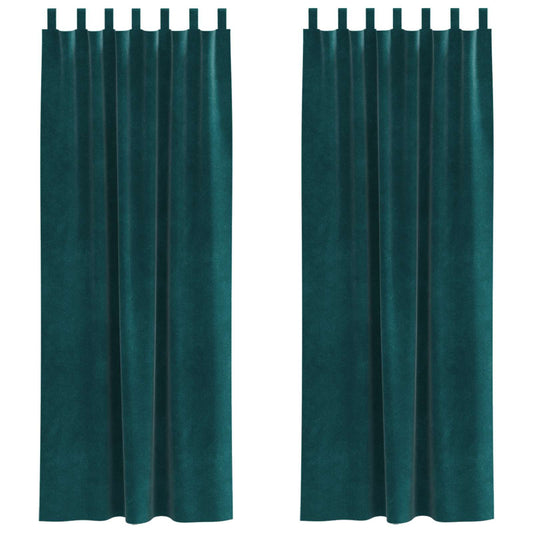 Cortinas opacas 2 pcs Verde Escuro 140 x 245 cm Veludo