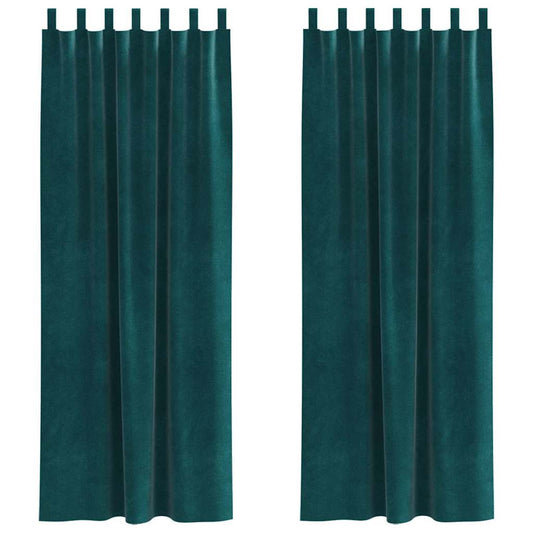 Cortinas com cortinas 2 pcs Verde-escuro 140 x 260 cm Veludo