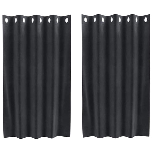 Cortinas com cortinas 2 pcs Cinzento escuro 140 x 140 cm Veludo