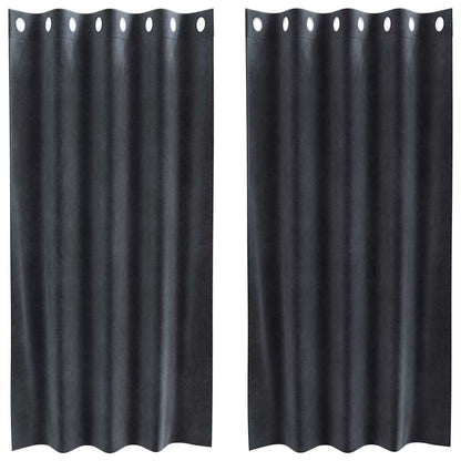 Cortinas com cortinas 2 pcs Cinzento escuro 140 x 175 cm Veludo