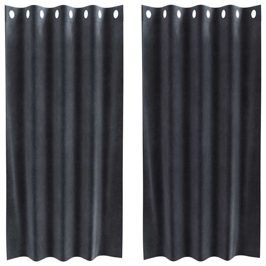 Cortinas com cortinas 2 pcs Cinzento escuro 140 x 175 cm Veludo