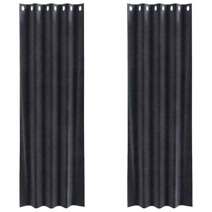Cortinas com cortinas 2 pcs Cinzento escuro 140 x 225 cm Veludo