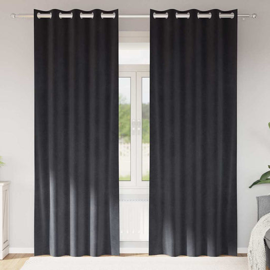 Cortinas com cortinas 2 pcs Cinzento escuro 140 x 260 cm Veludo