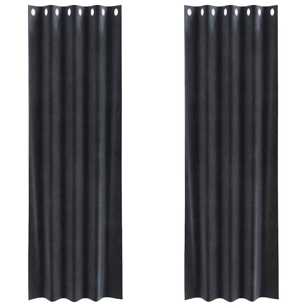 Cortinas com cortinas 2 pcs Cinzento escuro 140 x 260 cm Veludo