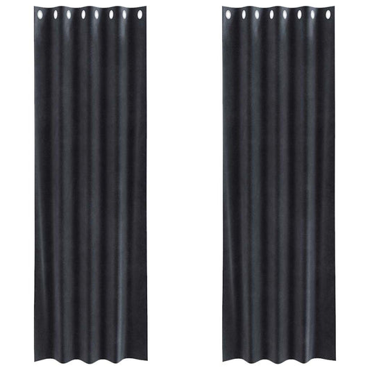 Cortinas com cortinas 2 pcs Cinzento escuro 140 x 260 cm Veludo