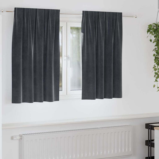 Cortinas com cortinas 2 pcs Cinzento escuro 140 x 140 cm Veludo