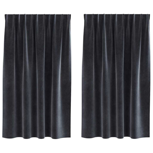 Cortinas com cortinas 2 pcs Cinzento escuro 140 x 140 cm Veludo