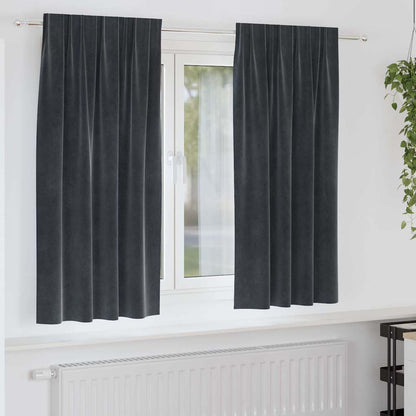 Cortinas com cortinas 2 pcs Cinzento escuro 140 x 175 cm Veludo