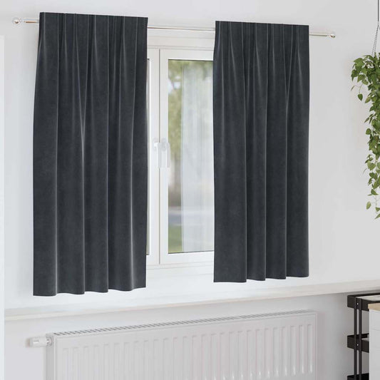 Cortinas com cortinas 2 pcs Cinzento escuro 140 x 175 cm Veludo