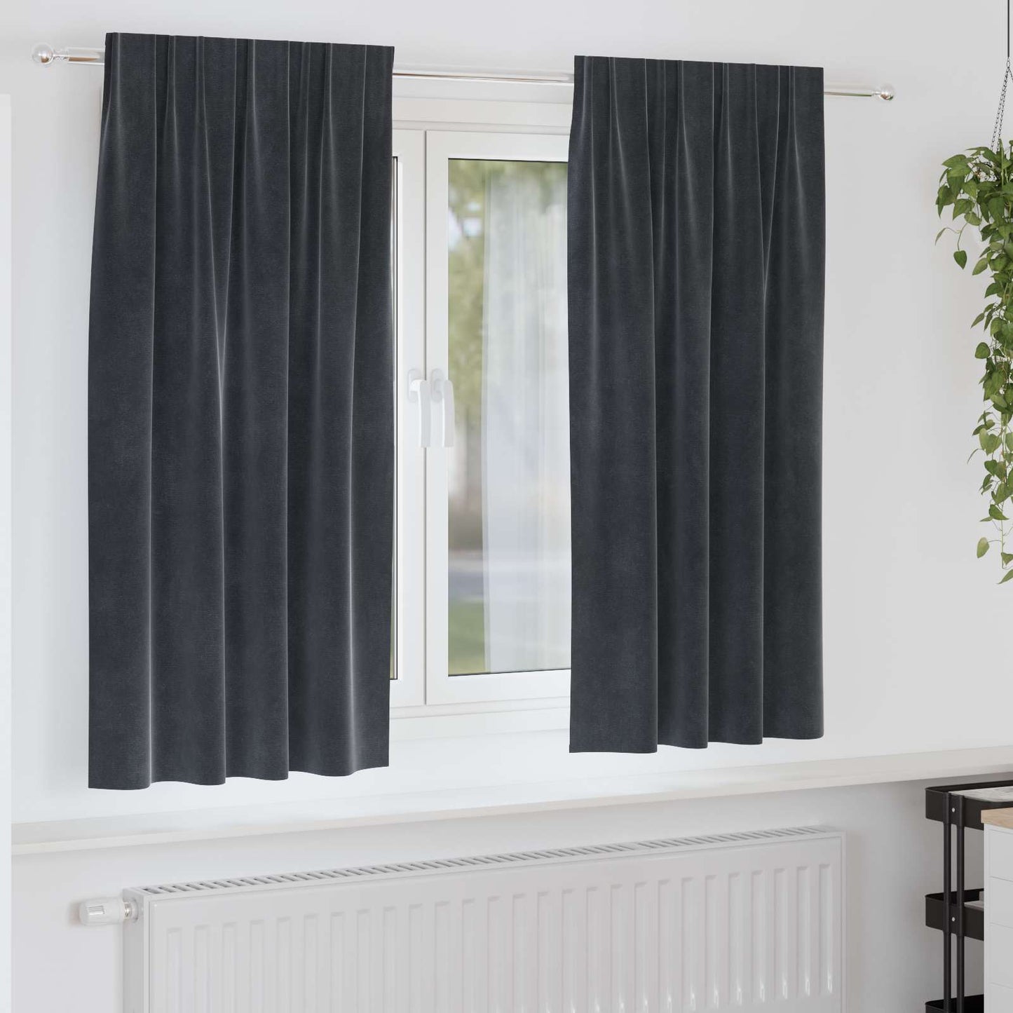 Cortinas opacas 2 pcs Cinza Escuro 140 x 175 cm Veludo