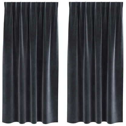 Cortinas com cortinas 2 pcs Cinzento escuro 140 x 175 cm Veludo