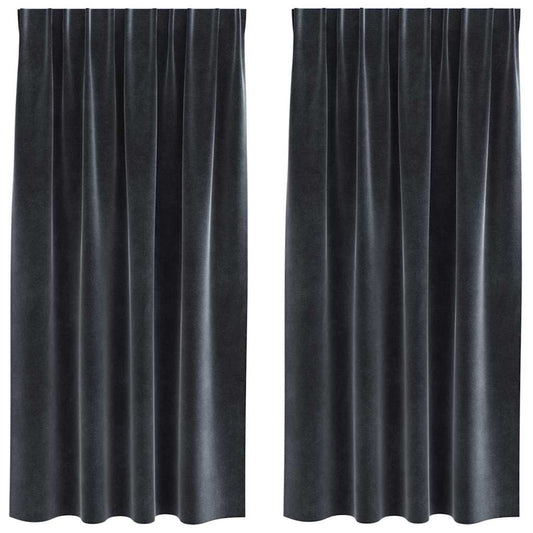 Cortinas com cortinas 2 pcs Cinzento escuro 140 x 175 cm Veludo