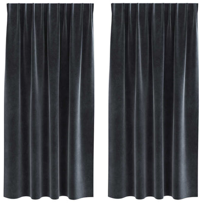 Cortinas opacas 2 pcs Cinza Escuro 140 x 175 cm Veludo