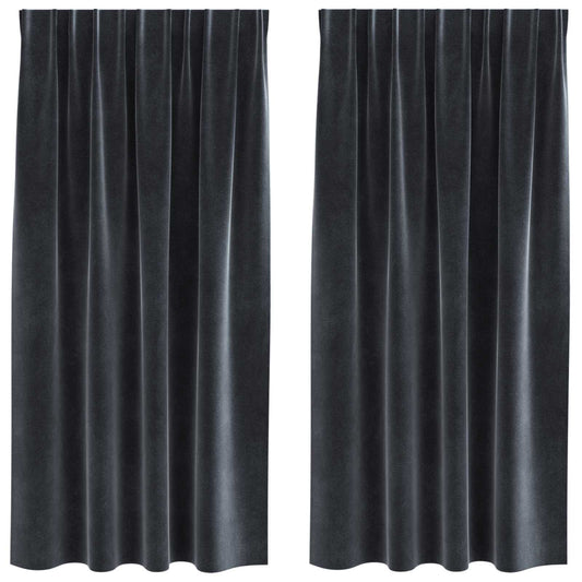 Cortinas opacas 2 pcs Cinza Escuro 140 x 175 cm Veludo