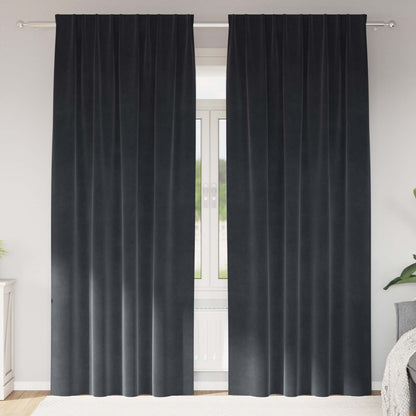 Cortinas opacas 2 pcs Cinza Escuro 140 x 225 cm Veludo