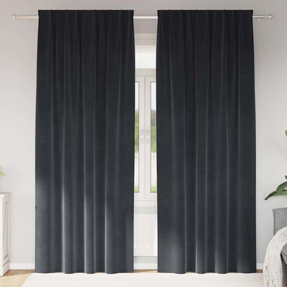 Cortinas opacas 2 pcs Cinza Escuro 140 x 245 cm Veludo
