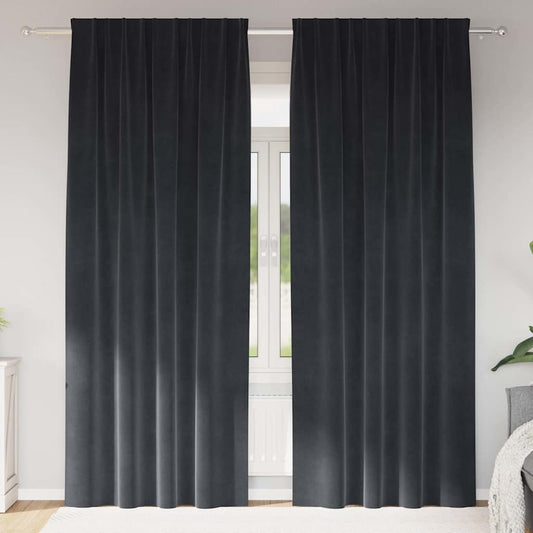 Cortinas com cortinas 2 pcs Cinzento escuro 140 x 260 cm Veludo