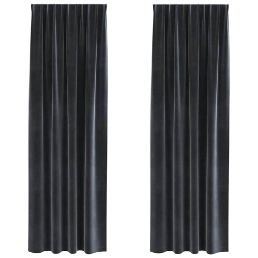 Cortinas com cortinas 2 pcs Cinzento escuro 140 x 260 cm Veludo