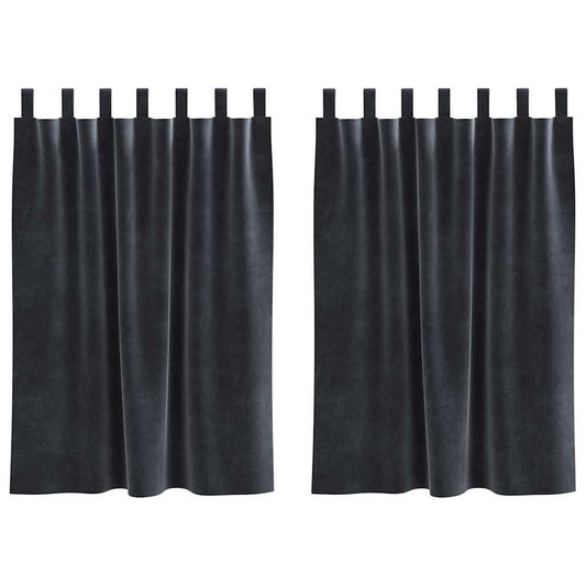 Cortinas com cortinas 2 pcs Cinza Escuro 140 x 140 cm Veludo