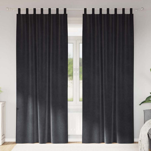 Cortinas com cortinas 2 pcs Cinzento escuro 140 x 225 cm Veludo