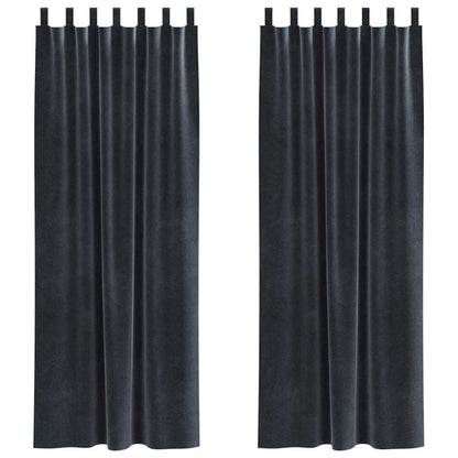 Cortinas com cortinas 2 pcs Cinzento escuro 140 x 225 cm Veludo