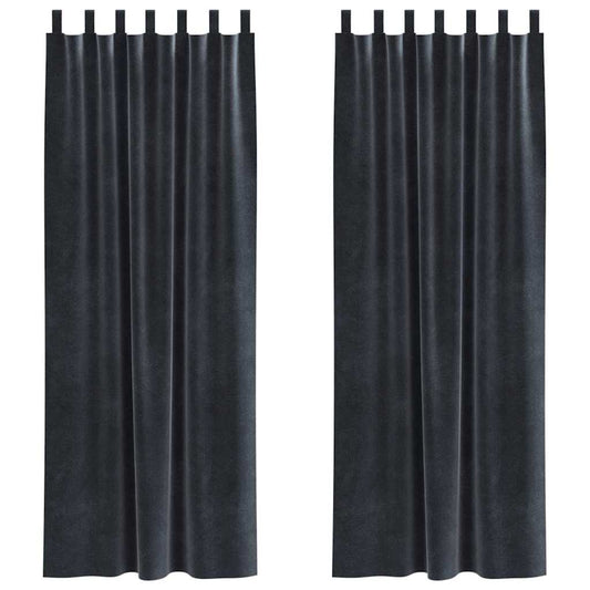 Cortinas com cortinas 2 pcs Cinzento escuro 140 x 225 cm Veludo