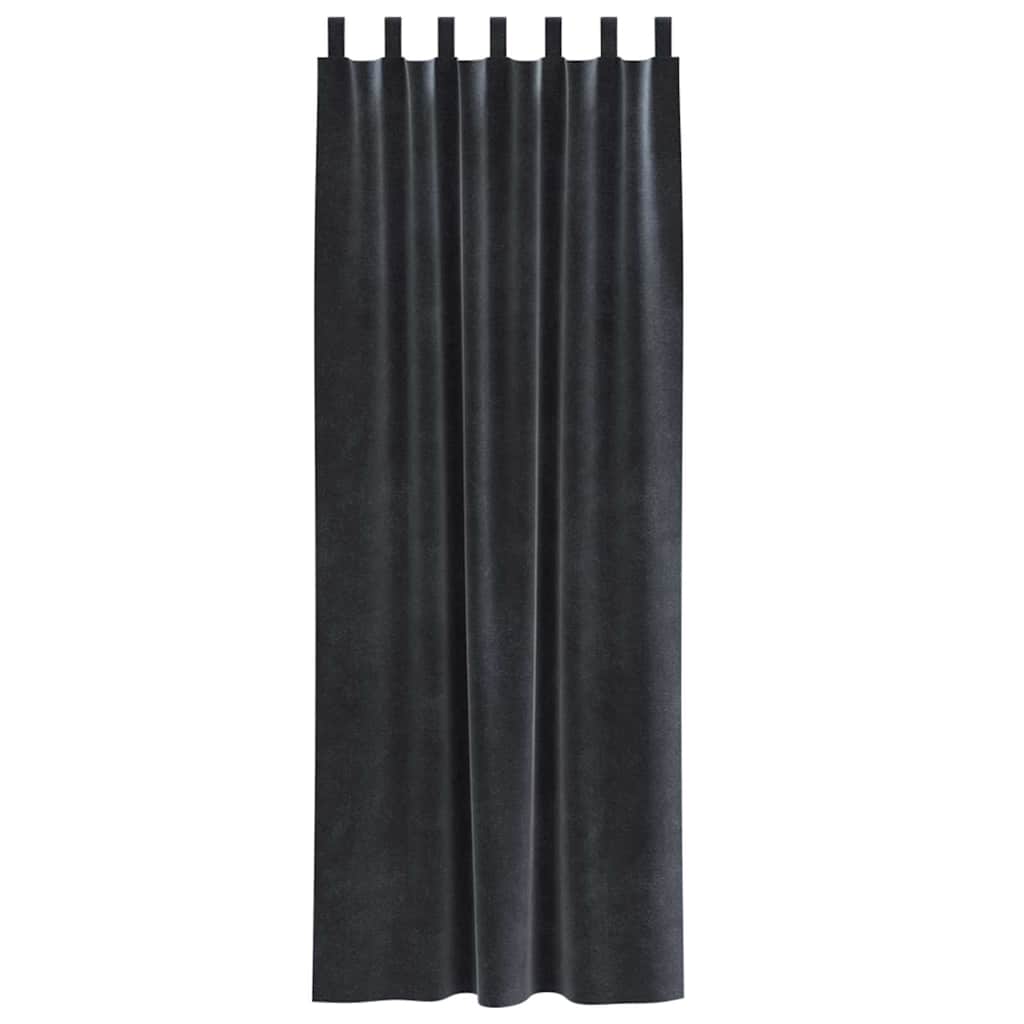 Cortinas com cortinas 2 pcs Cinzento escuro 140 x 225 cm Veludo