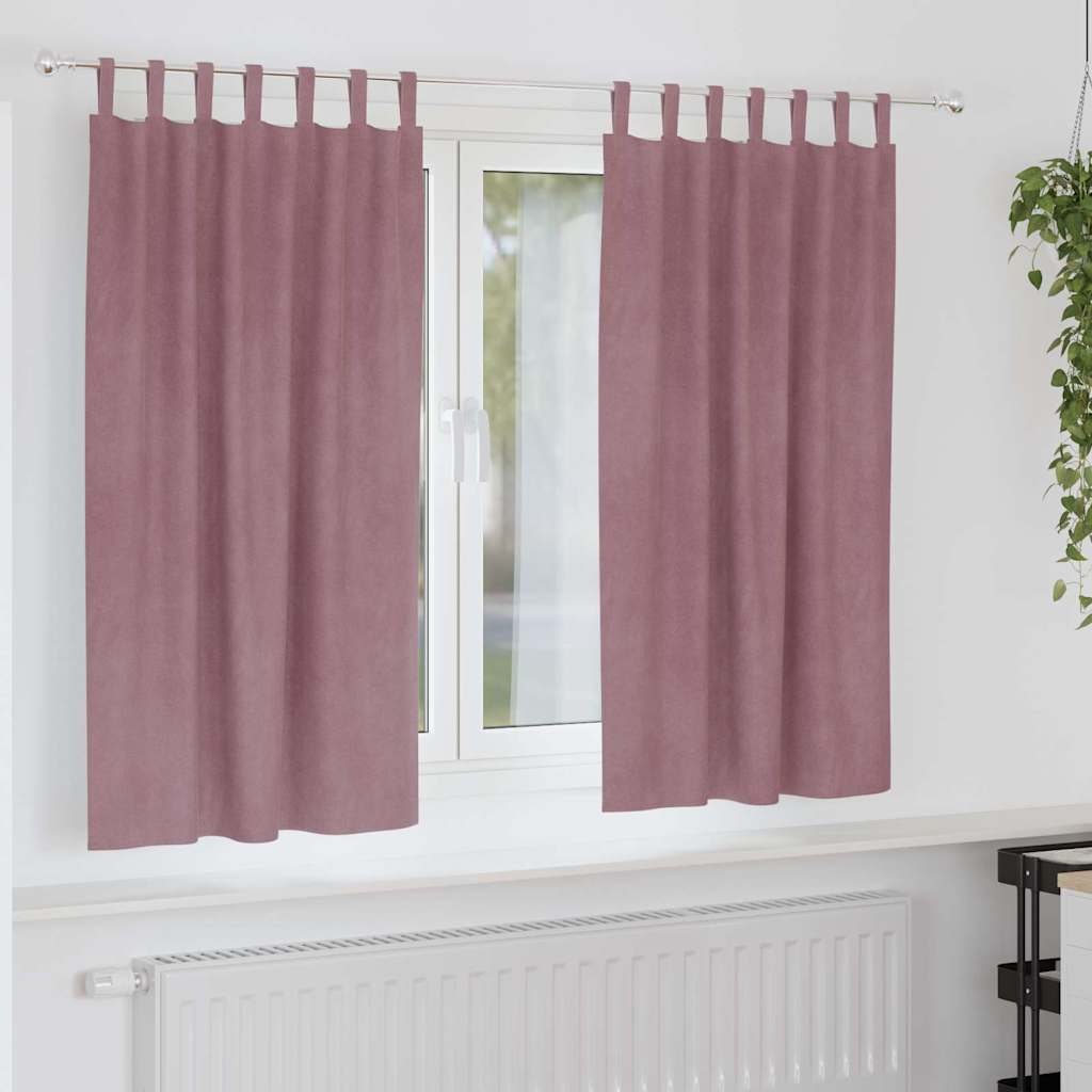 Cortinas com cortinas 2 pcs Rosa escura 140 x 175 cm Veludo