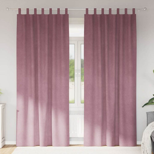 Cortinas com cortinas 2 pcs Rosa Escuro 140 x 245 cm Veludo