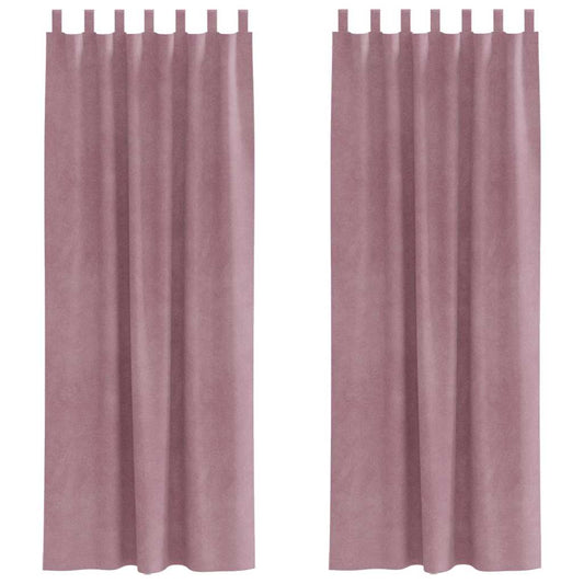 Cortinas com cortinas 2 pcs Rosa Escuro 140 x 245 cm Veludo