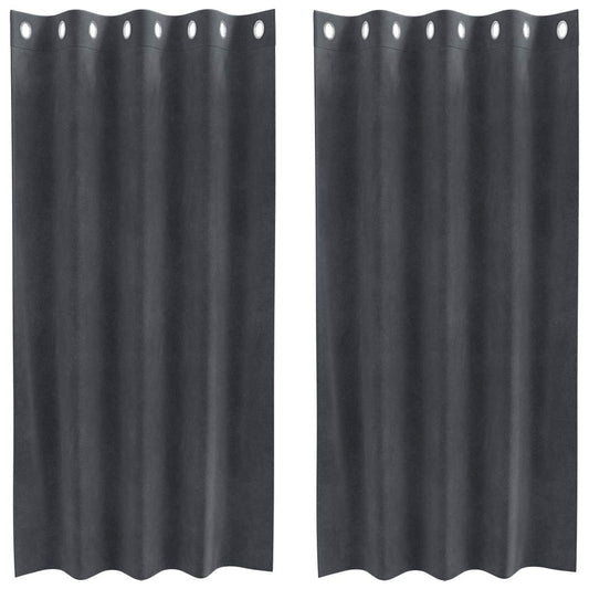 Cortinas com cortinas 2 pcs Cinzento-claro 140 x 175 cm Veludo