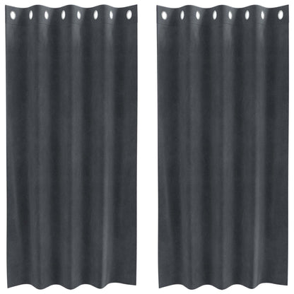 Cortinas opacas 2 pcs Cinzento-claro 140 x 175 cm Veludo